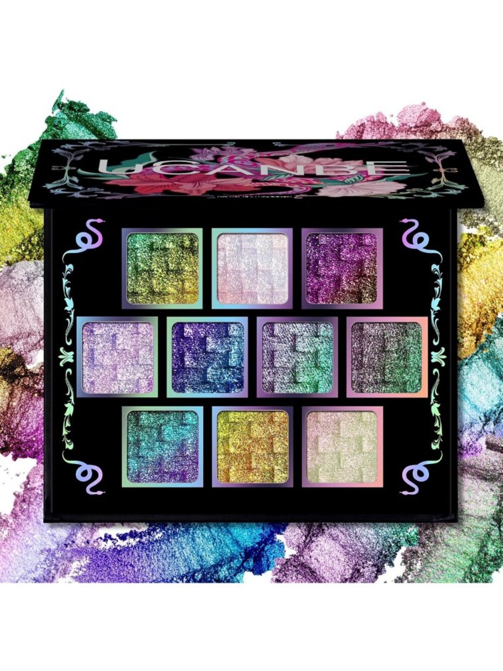 Multichrome Eyeshadow Palette - 10 Shifting Colors, Holographic Glitter